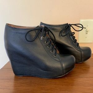 99 Tie Platform Wedge Lace Up Booties